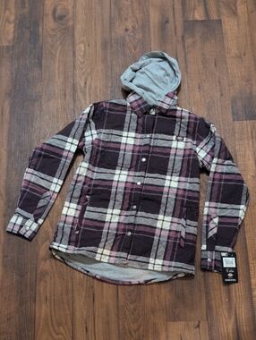 NWT Dickies Women's Quilted Woven Flannel Jacket - Purple/Grey Plaid - XS